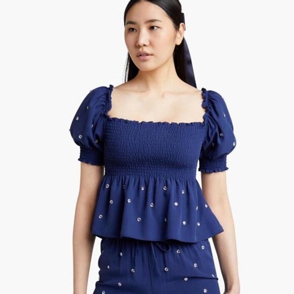 Hill House The Jewel Jammie Top in Navy Size Small - Picture 1 of 7